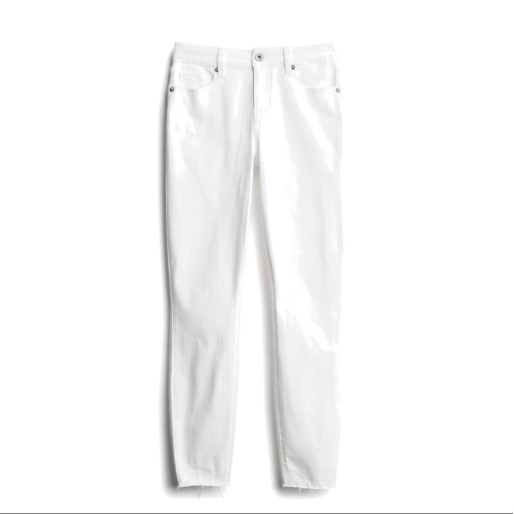Jennifer Skinny Frayed Hem White Jeans